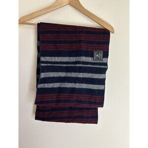 Faribault Mill Infinity scarf 100% virgin wool Stripe Blue Red Winter Holiday